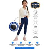 ERDEM KIDS Kız Çocuk Cepli Kruvaze Kemer Yüksek Bel, Günlük, Koşu, Yürüyüş, Yoga, Spor, Egzersiz, Fitness Tayt — Lacivert - 6 - 7 Yaş