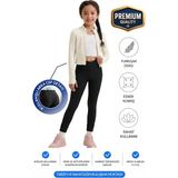 ERDEM KIDS Kız Çocuk Cepli Kruvaze Kemer Yüksek Bel, Günlük, Koşu, Yürüyüş, Yoga, Spor, Egzersiz, Fitness Tayt — Siyah - 6 - 7 Yaş