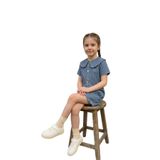 ERDEM KIDS Kız Çocuk Denim Kot Yazlık Kısa Kol Bebe Yaka Çıtçıtlı Günlük Bayramlık Tulum