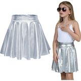 ERDEM KIDS Metalik Parlak Işıltılı Şortlu Kloş Parti, Gösteri, Etkinlik, Bayramlık, Etek - Gümüş - 6 - 7 Yaş