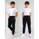 ERDEM KIDS Unisex Kız Erkek Çocuk Beli Paçası Lastikli Fermuar Cepli Okul Iki Iplik Eşofman Altı Pantolon - Siyah - 15 - 16 Yaş