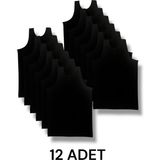 Erdenay Tekstil Askılı Erkek Atlet Pamuklu 12'li Paket - Siyah