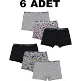 Erdenay Tekstil Pamuklu Likralı Erkek Çocuk Boxer 6'lı Paket - Karışık Renkli - 13 - 14 Yaş