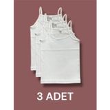 Erdenay Tekstil Yüksek Kalite İnce Askılı Kız Çocuk Pamuklu Ribana Atlet 3'lü Paket
