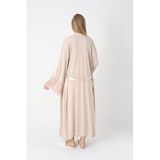 ERDENİZ TEKSTİL Hamile ve Lohusa Gecelik Sabahlık Takımı, Bej, Viskon Pamuk, Emzirme Detaylı, Dantel Kollu, Kuşaklı, 2'li Set-2309 (2XL)