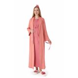 ERDENİZ TEKSTİL Kadın Hamile Gecelik Sabahlik Takımı, Uzun, Emzirme Uyumlu, Düğme Detaylı, Tesettüre Uygun-2'li Set- Pregnant Clothing-2320 (Nar, XL)