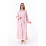 ERDENİZ TEKSTİL Kadın Hamile Gecelik Sabahlik Takımı, Uzun, Emzirme Uyumlu, Düğme Detaylı, Tesettüre Uygun-2'li Set- Pregnant Clothing-2320 (Pembe, 2XL)