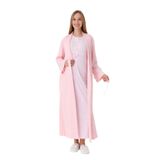 ERDENİZ TEKSTİL Kadın Hamile Gecelik Sabahlik Takımı, Uzun, Emzirme Uyumlu, Düğme Detaylı, Tesettüre Uygun-2'li Set- Pregnant Clothing-2320 (Pembe, XL)