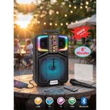 Erdineks 8 Inç Taşınabilir Bluetooth Parti Hoparlörü - Mikrofonlu ve Kumandalı Karaoke Ses Sistemi (3000W P.m.p.o Disko Işıklı) - Siyah