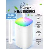 Erdineks Araç Içi ve Masaüstü Rgb Işıklı Mini Hava Nemlendirici USB Ultrasonik Buhar Makinesi Koku Difüzörü - Beyaz