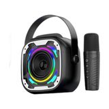 Erdineks Bluetooth v5.3 Rgb Işık Bluetooth Hoparlör Kablosuz Mikrofon Parti Karaoke - Siyah