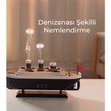 Erdineks Yeni Nesil Gemi-Şekilli Rgb & Ultrasonik Aromaterapi Hava Nemlendirici | Uzaktan Kumandalı – 2 Mod Nemlendirme - Siyah
