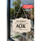 Erdizden Çift Taraflı Mdfahşap Dükkan & Mağaza Kapı Yönlendirme Tabelası - Akçaağaç - Ahşap - Bej