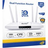 Erdmsp 4g/5g Destekli Dual Function Router – 300 Mbps Type-C 4000MAH Batarya Yüksek Performanslı Ağ Çözümü - BEYAZ