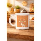 Erdo Ticaret Buğz Good Morning Kedi Desenli Porselen Kupa Model 72 – Sevimli Kedi Figürlü, Kahve & Çay Kupası, Hediyelik Porselen Bardak - Belirtilmemiş - 001 - Beyaz