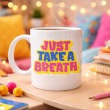 Erdo Ticaret Buğz Just Take A Breath Yazılı Porselen Kupa Model 140 – Motivasyon & Sakinleştirici Tasarım – Renkli Modern Kahve Kupası – Hediye Seçeneği - Belirtilmemiş - 001 - Beyaz
