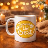 Erdo Ticaret Buğz You're The Best Yazılı Porselen Kupa Model 123 – Motive Edici Tasarım, Özel Hediye Fikri, Kahve & Çay Kupası - Belirtilmemiş - 001 - Beyaz