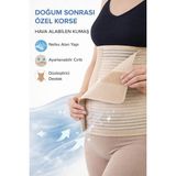 Erdo Ticaret Doğum Sonrası Özel Korse Abdominal – Ayarlanabilir Cırtlı, Hava Alabilen Kumaş - Bej - Tek Ebat