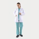Erdo Ticaret Doktor Klasik Yaka Hemşire Önlüğü Uzun Kol Kısa Boy Bayan Öğretmen Önlük - Beyaz - 2XL