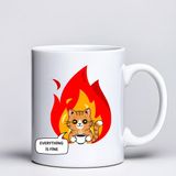 Erdo Ticaret Everything Is Fine Yazılı Kedi Tasarımlı Kupa Model 234 Mizahi Baskılı Seramik Kahve Kupası - Belirtilmemiş - 001 - Beyaz