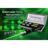 Erdo Ticaret Green Lazer Kalem 5 Başlıklı Özel Kadife Gri Kutulu - Kırmızı - Mavi - Siyah - Sarı
