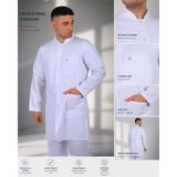 Erdo Ticaret Hakim Yaka Orta Boy Uzun Kol Erkek Önlük | Doktor Önlüğü Hastane Önlüğü Laborant Hemşire Iş Önlüğü - Beyaz - 2XL