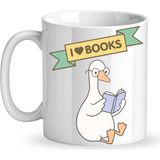 Erdo Ticaret I Love Books Yazılı Tasarım Kupa Model 206 Kitap Severlere Özel Seramik Kahve Kupası Hediye Seçeneği - Belirtilmemiş - 001 - Beyaz