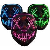 Erdo Ticaret Işıklı LED Maske Parti Eğlence Maskesi Hallowen Neon Maske - Renkli