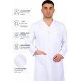 Erdo Ticaret Klasik Yaka Uzun Boy Uzun Kol Erkek Önlük | Iş Önlüğü Doktor Laborant Hemşire Önlüğü - Beyaz - 2XL