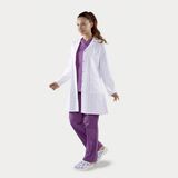 Erdo Ticaret Orta Boy Alpaka Doktor Önlüğü | Klasik Yaka Uzun Kol Çıtçıtlı Beyaz Bayan Hekim Önlüğü - XL