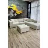 Erduran Mobilya Angelo 4 Modül + 2 Puf Köşe Koltuk Takımı (6 Modül) Babyface Kumaş Beyaz Sırt Minderli