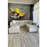 Erduran Mobilya Angelo 4 Modül + 2 Puf Köşe Koltuk Takımı (6 Modül) Babyface Kumaş Sırt Minderli