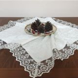 Eren Home Kadife Fiskos Örtüsü Güpürlü 90X90 Ekru