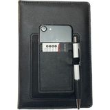 Eren Ofis Notebook 15X21 Cep Telefon Bölmeli Termo Deri Kanguru Model Defter - 421-Siyah
