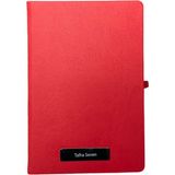 Eren Ofis Notebook Termo Deri 15X21 Kenar Boyalı Çizgili Lastikli Çizgili Defter - Kişiye Özel Isimli Hediye - Antrasit - Kırmızı