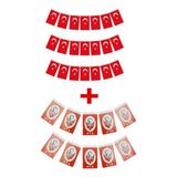 Eren Orta Boy Ipli Kağıt Türk Bayrağı 40 Lı Ve Atatürklü Ipli Bayrak 40 Lı 13 X 7.5 Cm