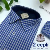 Eren Style Iki Cepli Kapaklı Klasik %100 Cotton Uzun Kollu Terletmeyen Kışlık Flanel Kumaş Saksmavisi Gömlek (Regular Kalıp) - 2XL - Saks Mavi