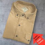 Eren Style Kadife %100 Cotton Pamuklu Uzun Kollu Terletmeyen Gömlek (Slim Fit Kalıp) - Camel - 2XL