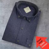 Eren Style Kadife %100 Cotton Pamuklu Uzun Kollu Terletmeyen Gömlek (Slim Fit Kalıp) - Lacivert