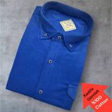 Eren Style Kadife %100 Cotton Pamuklu Uzun Kollu Terletmeyen Gömlek (Slim Fit Kalıp) - Mavi