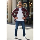 Eren Style Kışlık Pamuklu Bordo Uzun Kollu Cepli Erkek Oduncu Gömlek (Slim Fit) - 2XL