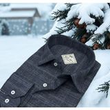Eren Style Kışlık Pamuklu Flanel Uzun Kollu Erkek Gömlek (Regular Kalıp) - 2XL - Antrasit