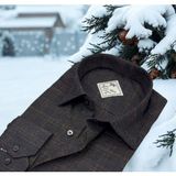 Eren Style Kışlık Pamuklu Flanel Uzun Kollu Erkek Gömlek (Regular Kalıp) - Kahverengi