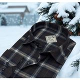 Eren Style Kışlık Pamuklu Flanel Uzun Kollu Erkek Gömlek (Regular Kalıp) - Koyu Kahve