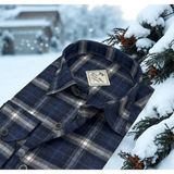 Eren Style Kışlık Pamuklu Flanel Uzun Kollu Erkek Gömlek (Regular Kalıp) - Lacivert