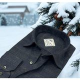Eren Style Kışlık Pamuklu Flanel Uzun Kollu Erkek Gömlek (Regular Kalıp) - XL - Antrasit