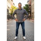Eren Style Kışlık Pamuklu Gri Uzun Kollu Cepli Erkek Oduncu Gömlek (Slim Fit) - XL