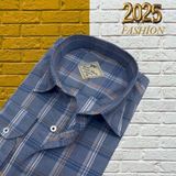 Eren Style Kışlık Pamuklu Uzun Kollu Erkek Gömlek (Regular Kalıp) - 2XL - Lacivert
