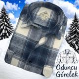 Eren Style Kışlık Pamuklu Uzun Kollu Kapaklı Çift Cepli Erkek Oduncu Gömlek (Regular Kalıp) - 3XL - Haki