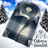 Eren Style Kışlık Pamuklu Uzun Kollu Kapaklı Çift Cepli Erkek Oduncu Gömlek (Regular Kalıp) - 4XL - Haki